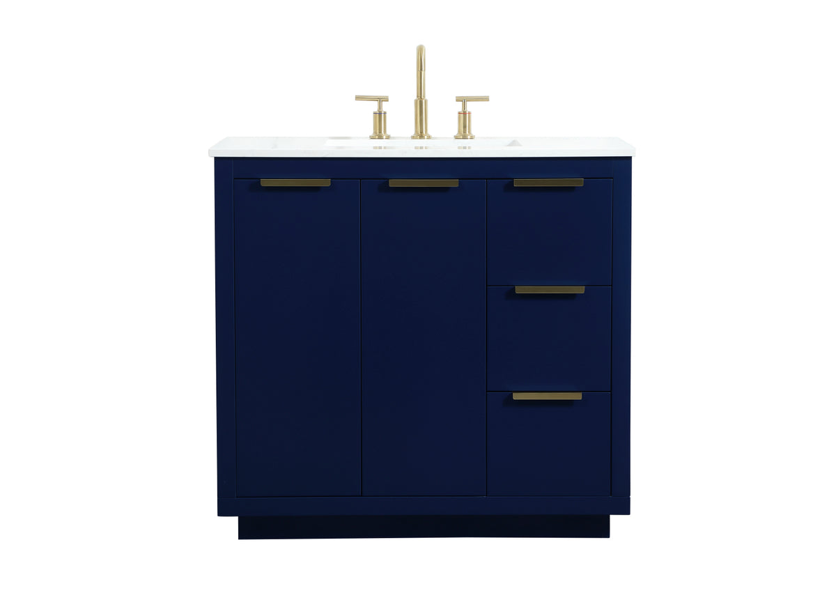 36 inch Single bathroom vanity in blue