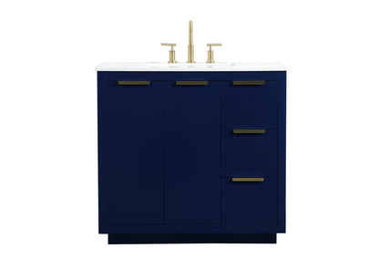 36 inch Single bathroom vanity in blue
