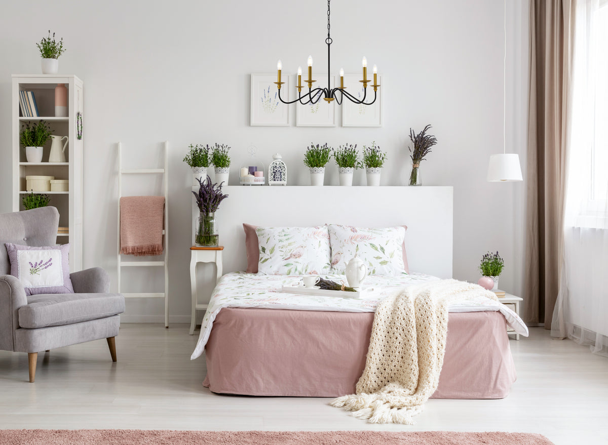 Rohan 30 inch chandelier in matte black and brass