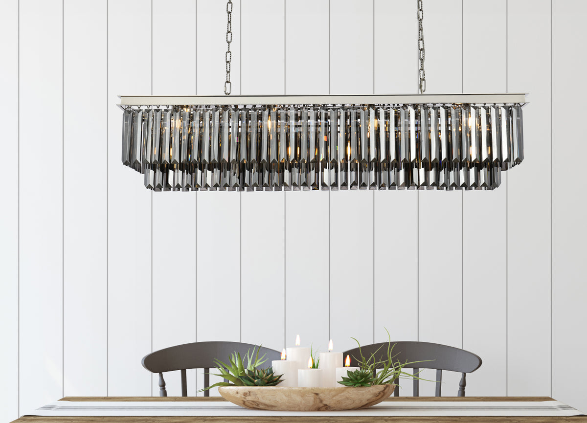 Sydney 12 light polished nickel Chandelier Silver Shade (Grey) Royal Cut Crystal