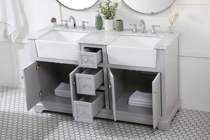 60 inch double bathroom vanity in grey