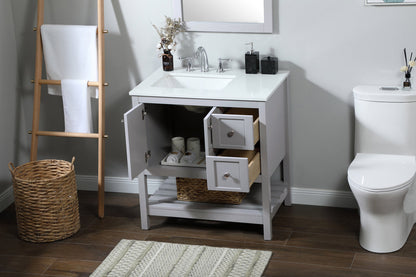 32 inch Single bathroom vanity in grey with backsplash