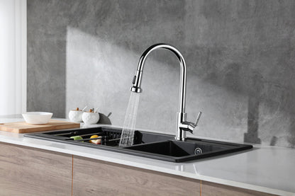 Sem Single Handle Pull Down Sprayer Kitchen Faucet in Chrome