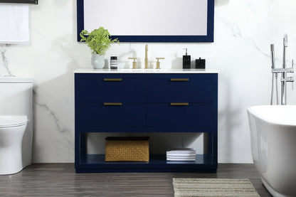 48 inch Single bathroom vanity in blue with backsplash