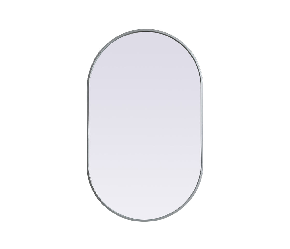 Metal Frame Oval Mirror 24x40 Inch in Silver