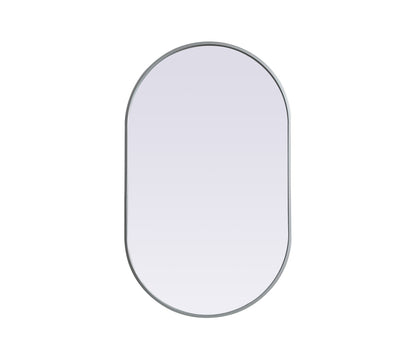 Metal Frame Oval Mirror 24x40 Inch in Silver