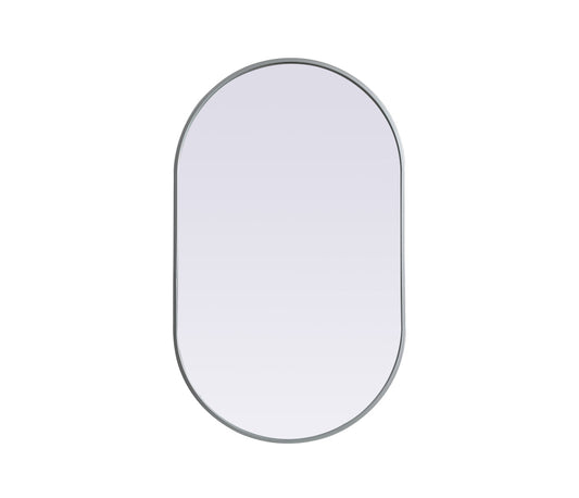 Metal Frame Oval Mirror 24x40 Inch in Silver