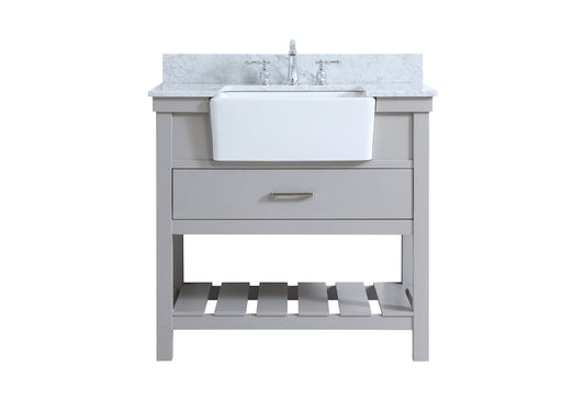 36 inch Single bathroom vanity in grey with backsplash