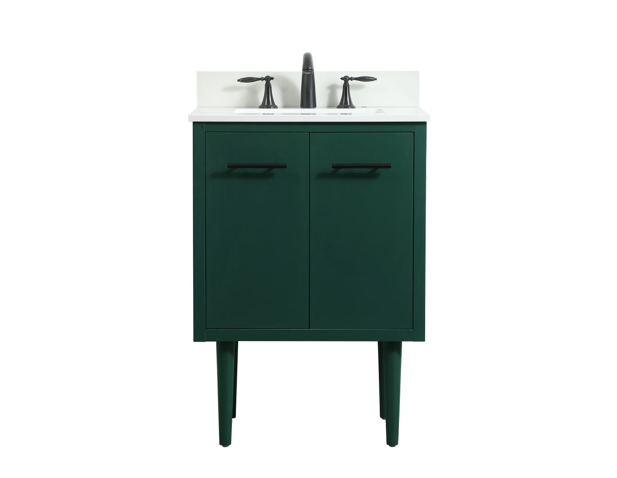 24 inch Single bathroom vanity in green with backsplash