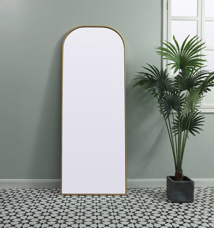 Metal Frame Arch Full Length Mirror 28x74 Inch in Brass