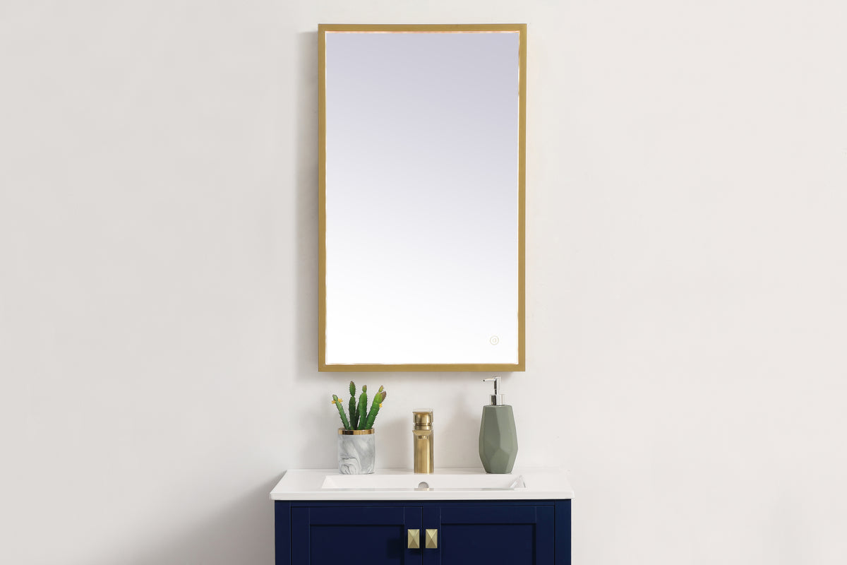 Pier 18x30 inch LED mirror with adjustable color temperature 3000K/4200K/6400K in brass