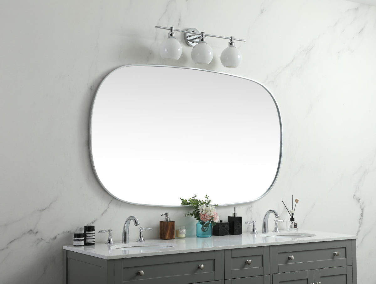 Metal Frame Oval Mirror 36x60 Inch in Silver