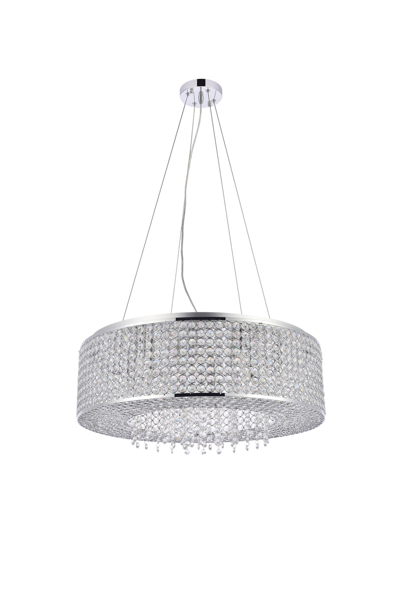 Amelie 10 light Chrome Pendant Clear Royal Cut Crystal