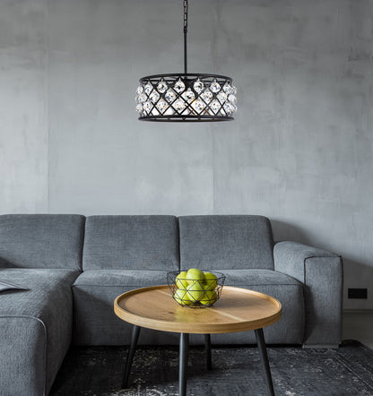 Madison 5 light Matte Black Chandelier Clear Royal Cut Crystal