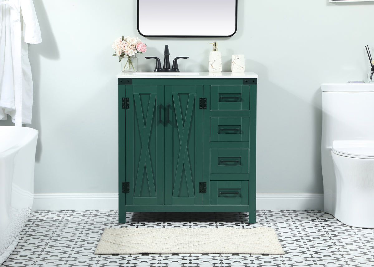 32 inch Single bathroom vanity in green