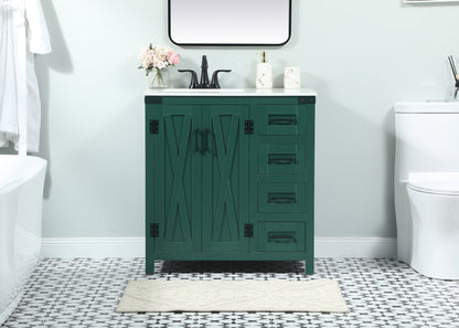 32 inch Single bathroom vanity in green