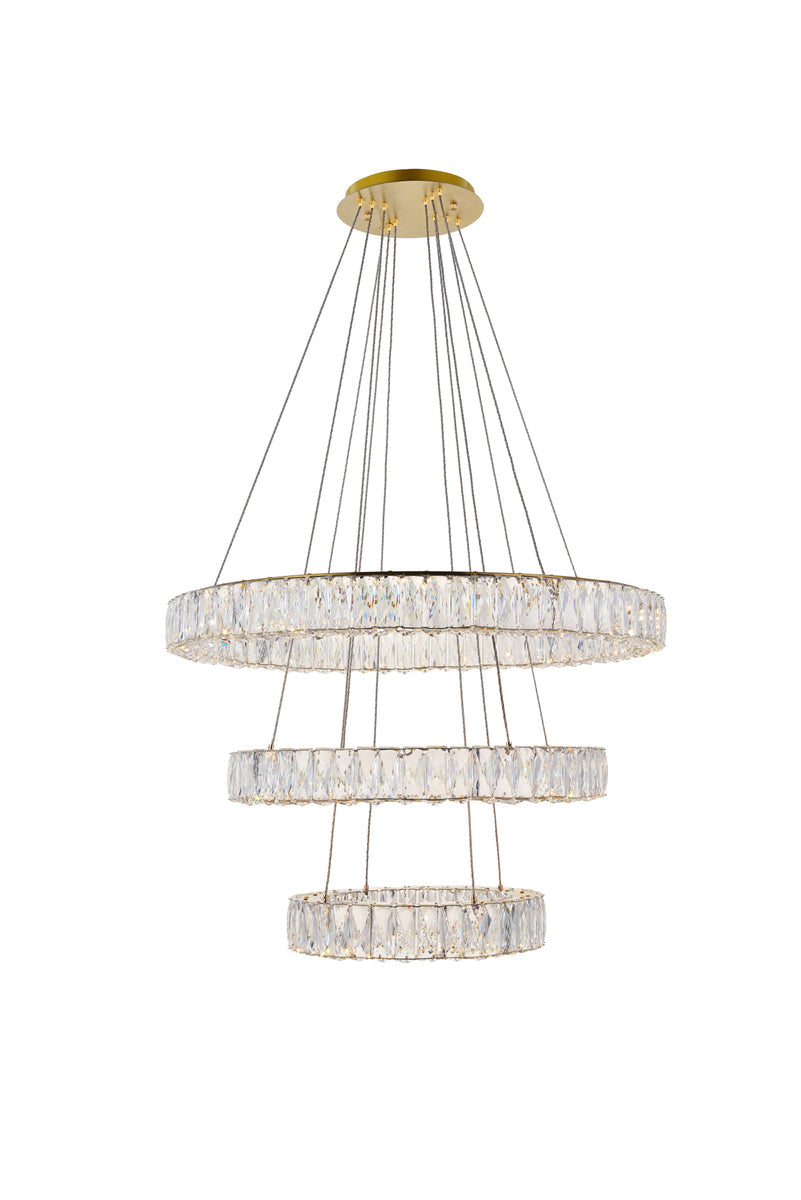 Monroe Integrated LED chip light gold Chandelier Clear Royal Cut Crystal