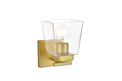 Merrick 1 light Brass and Clear Bath Sconce