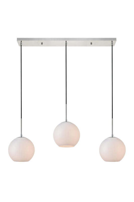 Baxter 3 Lights Chrome Pendant With Frosted White Glass