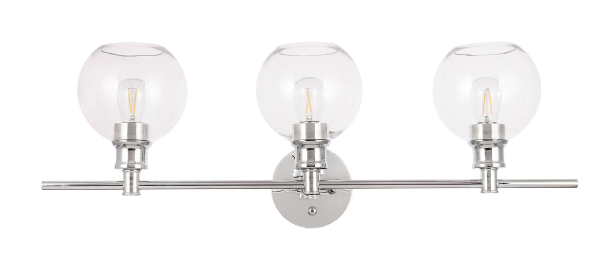 Collier 3 light Chrome and Clear glass Wall sconce