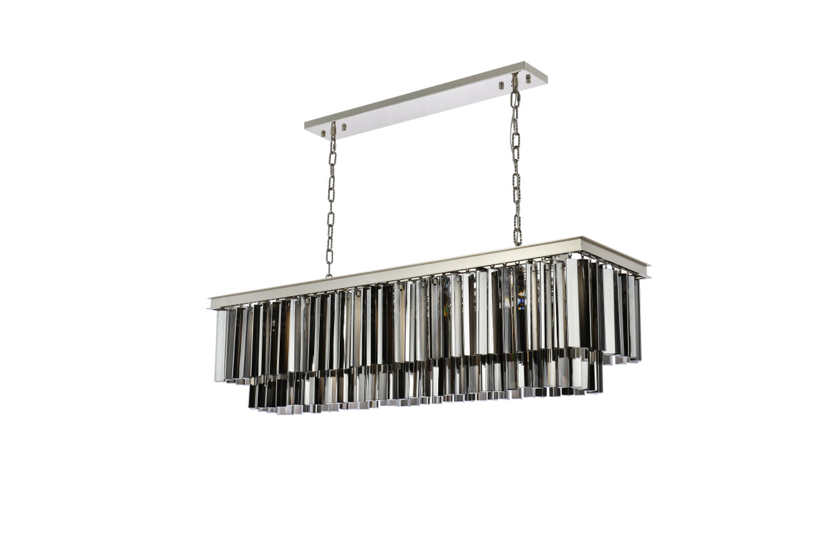 Sydney 12 light polished nickel Chandelier Silver Shade (Grey) Royal Cut Crystal