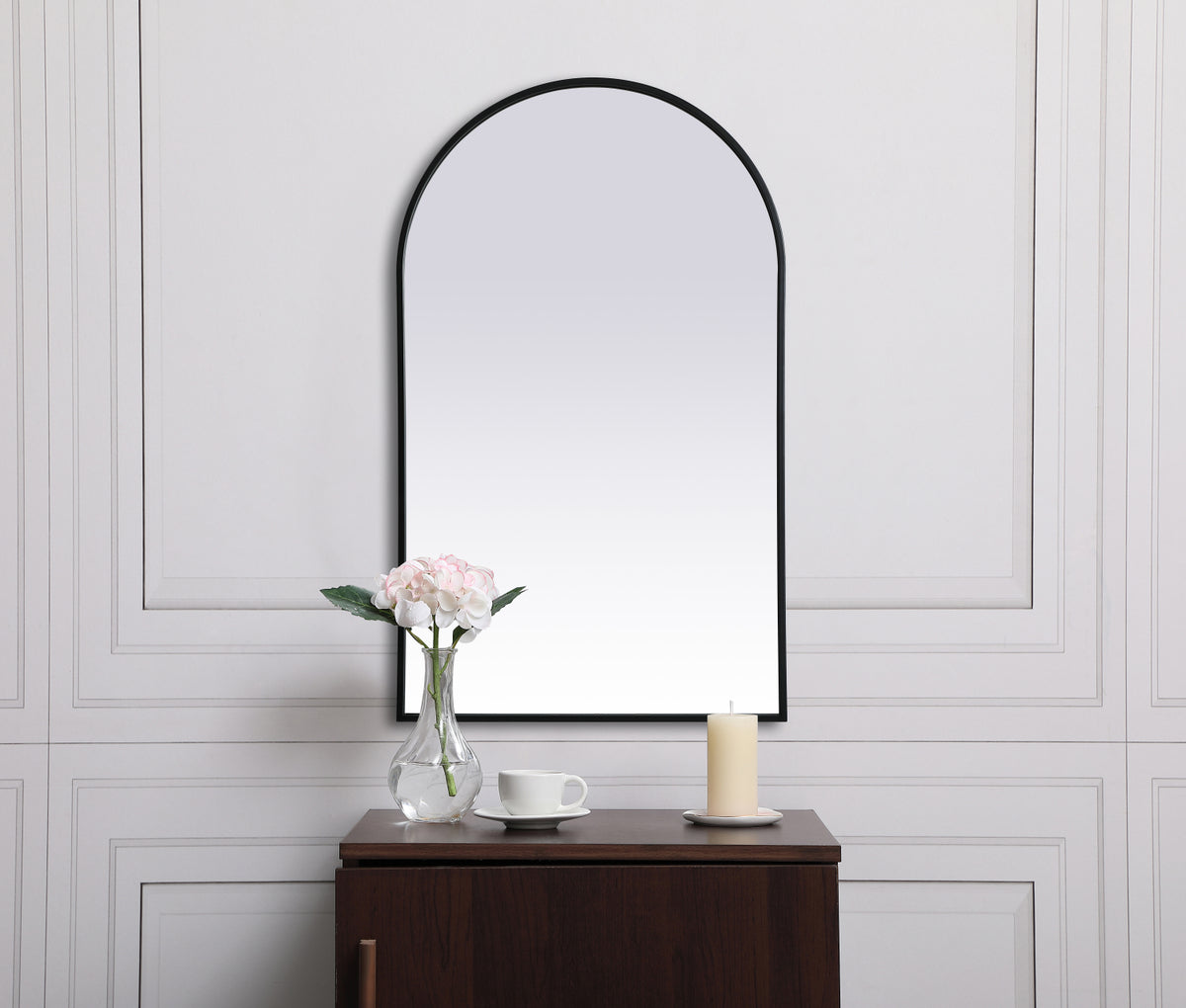 Metal Frame Arch Mirror 24x40 Inch in Black