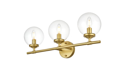 Ingrid 3 light Brass and Clear Bath Sconce