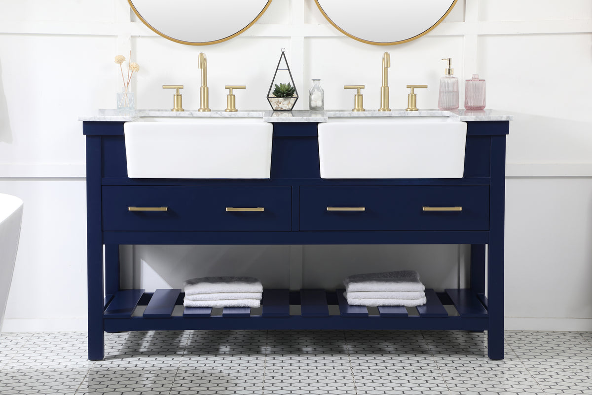 60 inch double bathroom vanity in blue