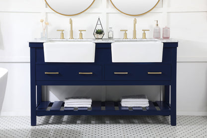 60 inch double bathroom vanity in blue