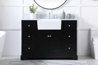 48 inch Single bathroom vanity in black with backsplash