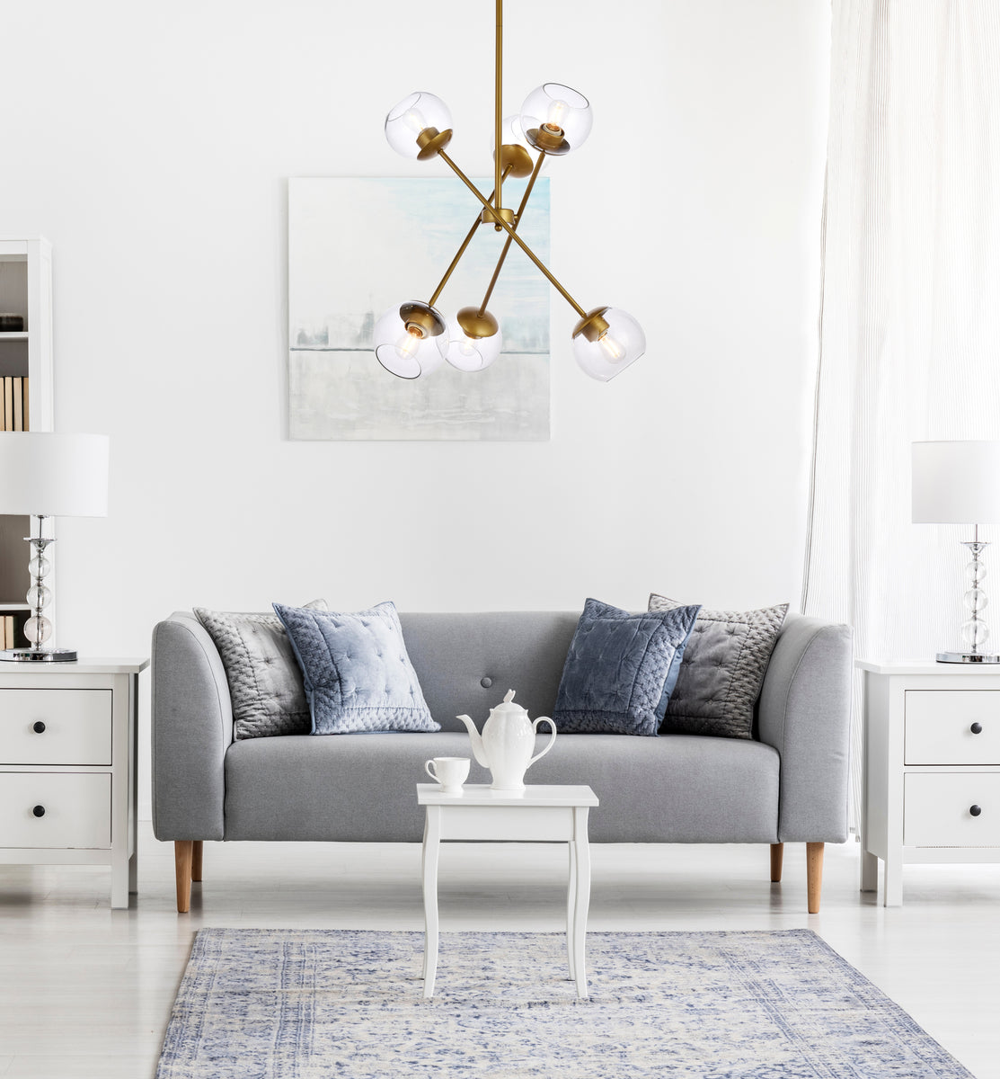 Axl 24 inch pendant in brass with clear shade