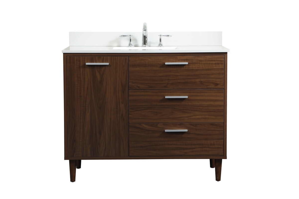 42 inch bathroom vanity in Walnut with backsplash