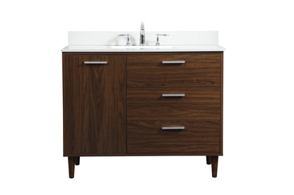42 inch bathroom vanity in Walnut with backsplash