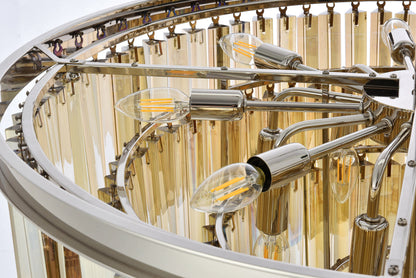 Sydney 17 light polished nickel Chandelier Golden Teak (Smoky) Royal Cut Crystal