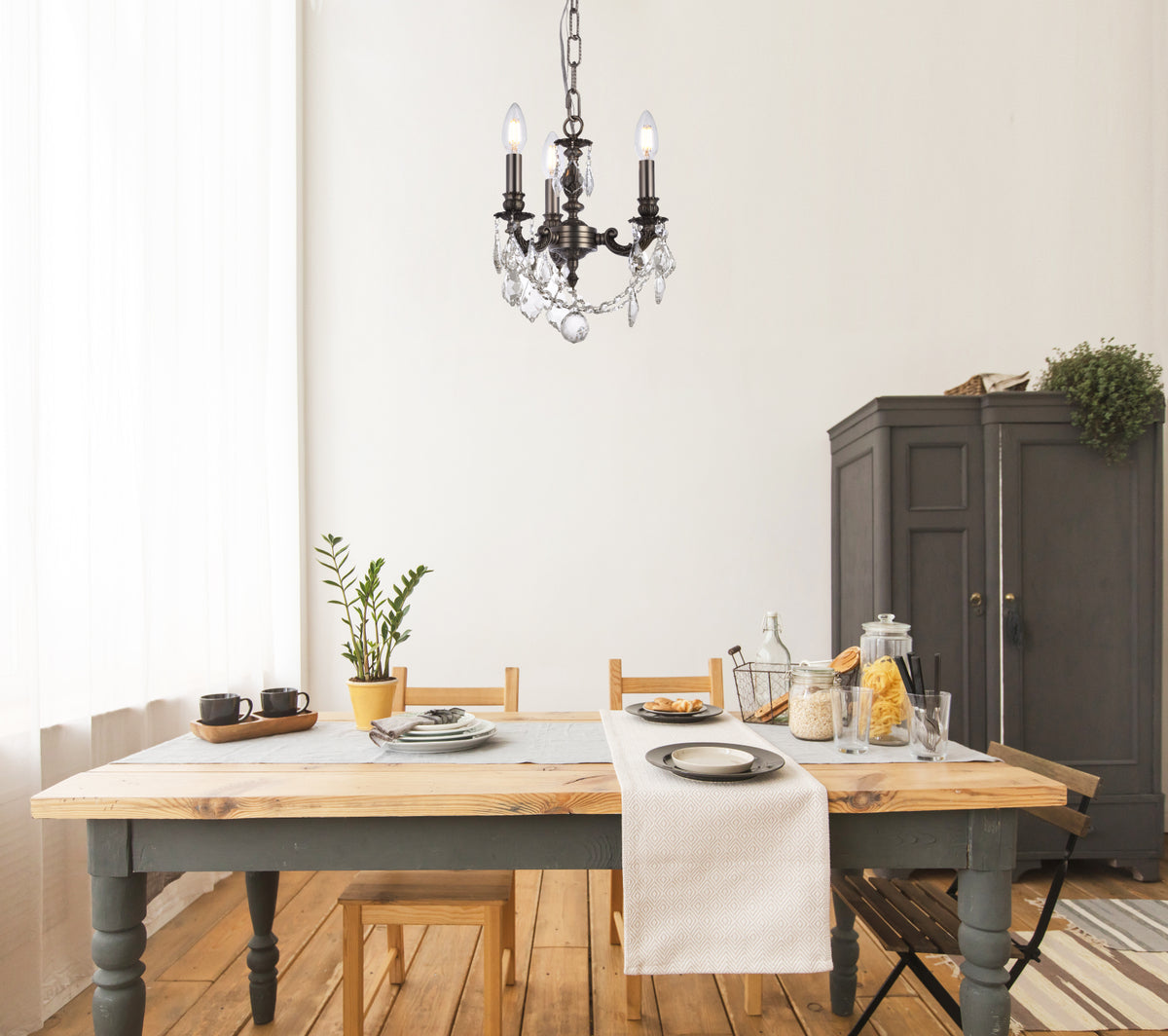 Lillie 3 light Pewter Pendant Clear Royal Cut Crystal