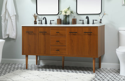 60 inch Single bathroom vanity in teak