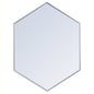 Metal frame hexagon mirror 30 inch in silver