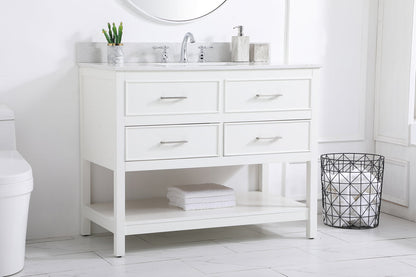42 inch Single bathroom vanity in white with backsplash