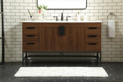 60 inch Single bathroom vanity in walnut
