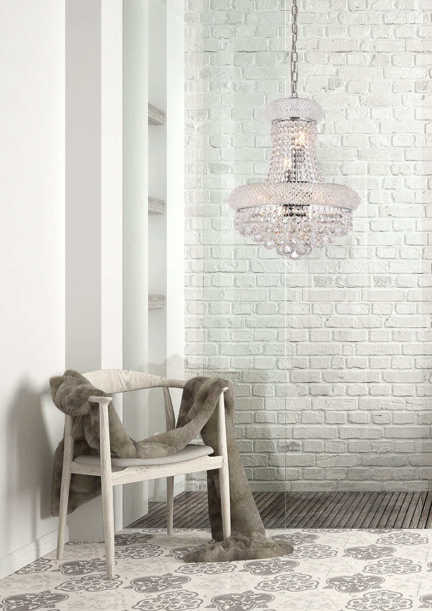 Primo 8 light Chrome Pendant Clear Royal Cut Crystal