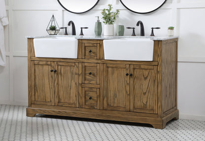 60 inch double bathroom vanity in driftwood