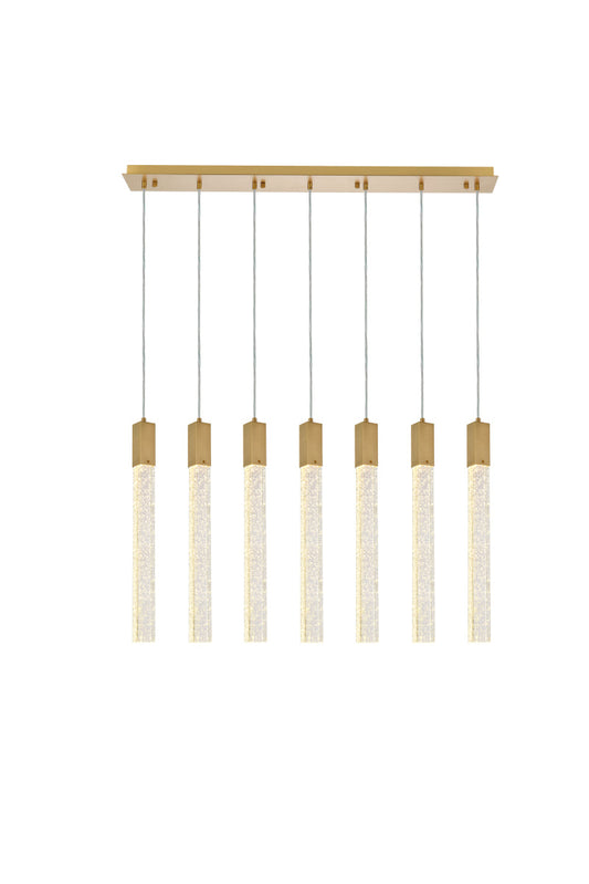 Weston 7 lights pendant in satin gold