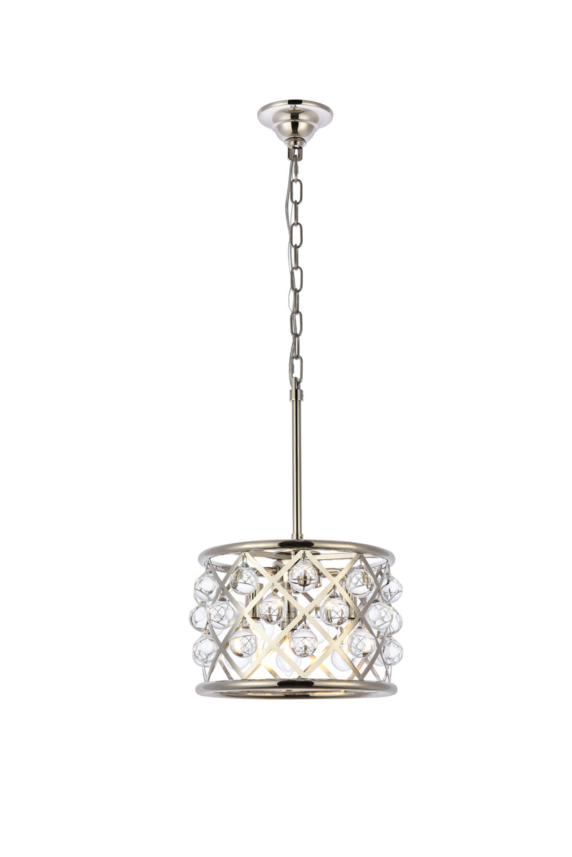 Madison 3 light polished Nickel Pendant Clear Royal Cut Crystal