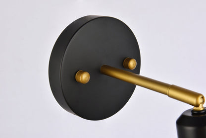 Halycon 5 inch black and brass wall sconce