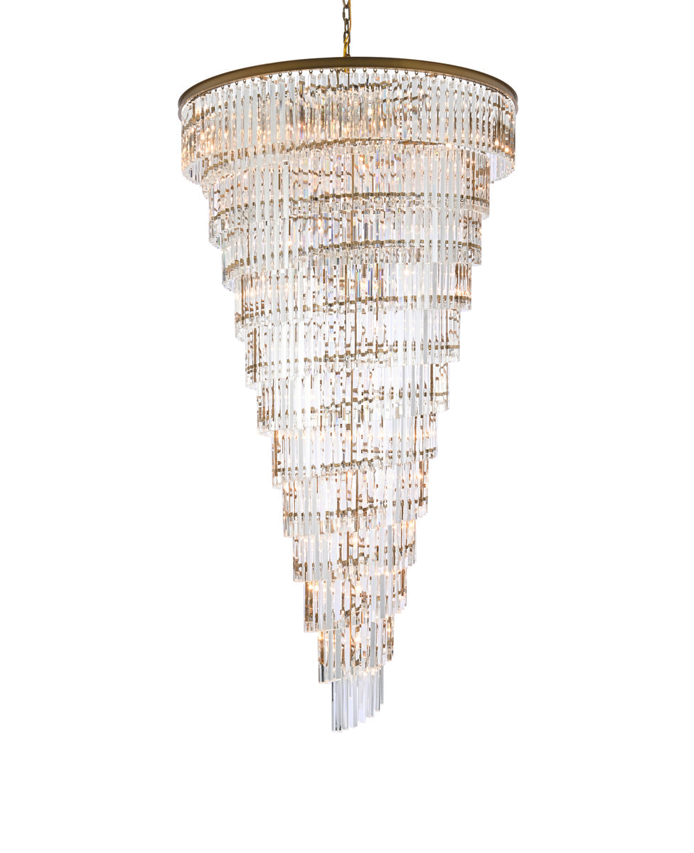 Sydney 48 inch spiral crystal chandelier in satin gold