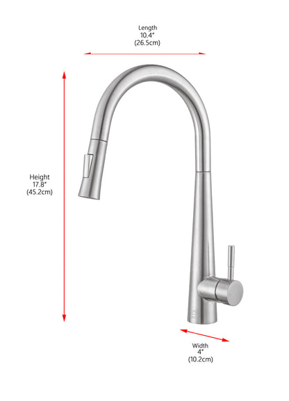 Lucas Single Handle Pull Down Sprayer Kitchen Faucet in Brushed Nickel