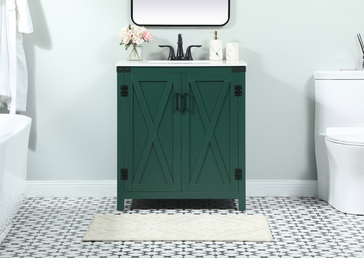 30 inch Single bathroom vanity in green