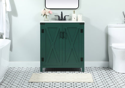30 inch Single bathroom vanity in green
