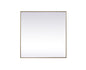 Metal Frame Square Mirror 42 inch in Brass
