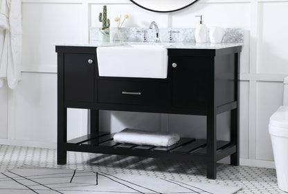 48 inch Single bathroom vanity in black with backsplash
